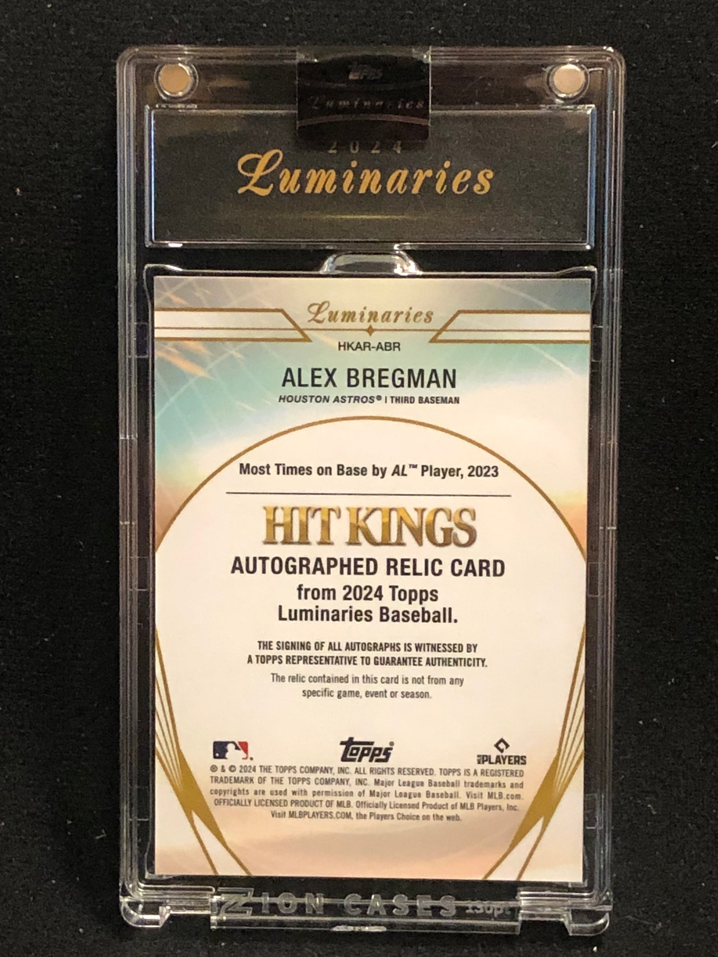 2024 Topps Luminaries Baseball Hit Kings Alex Bregman HKAR-ABR 12/15 w/Empty Box
