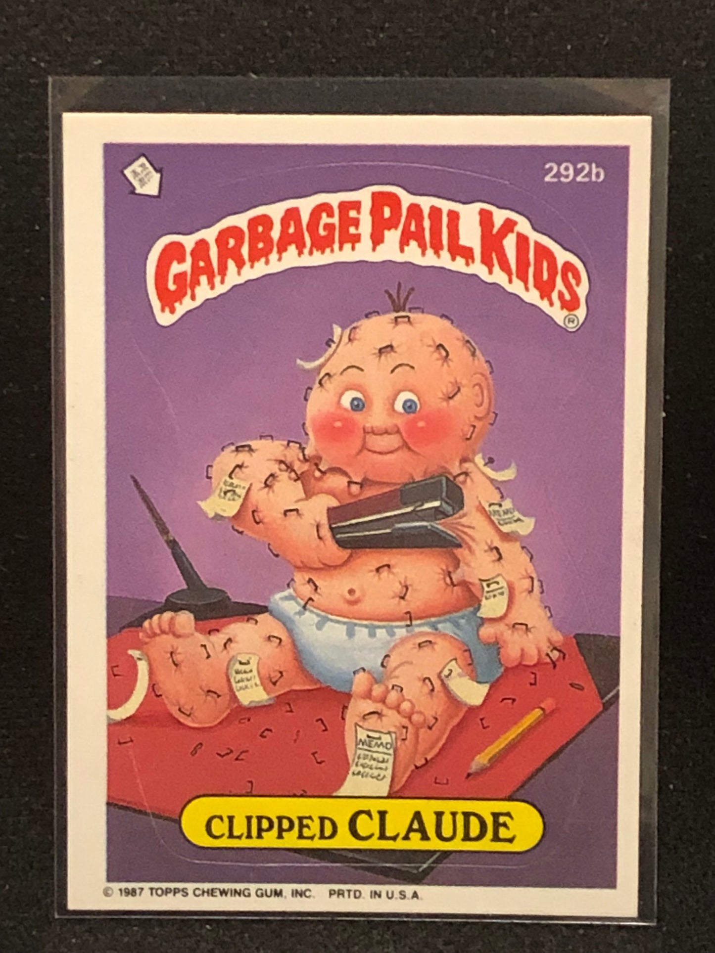 Garbage Pail Kids Original Series 7 (os7) 292b Clipped Claude