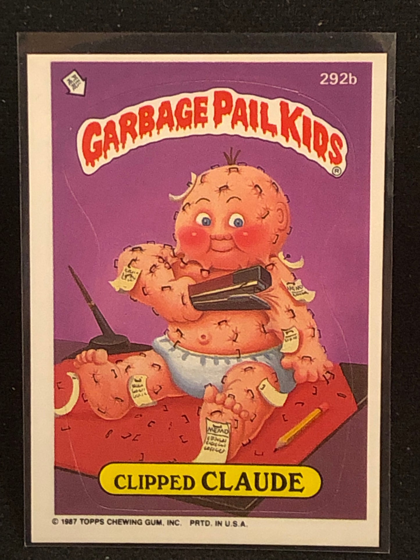 Garbage Pail Kids Original Series 7 (os7) 292b Clipped Claude