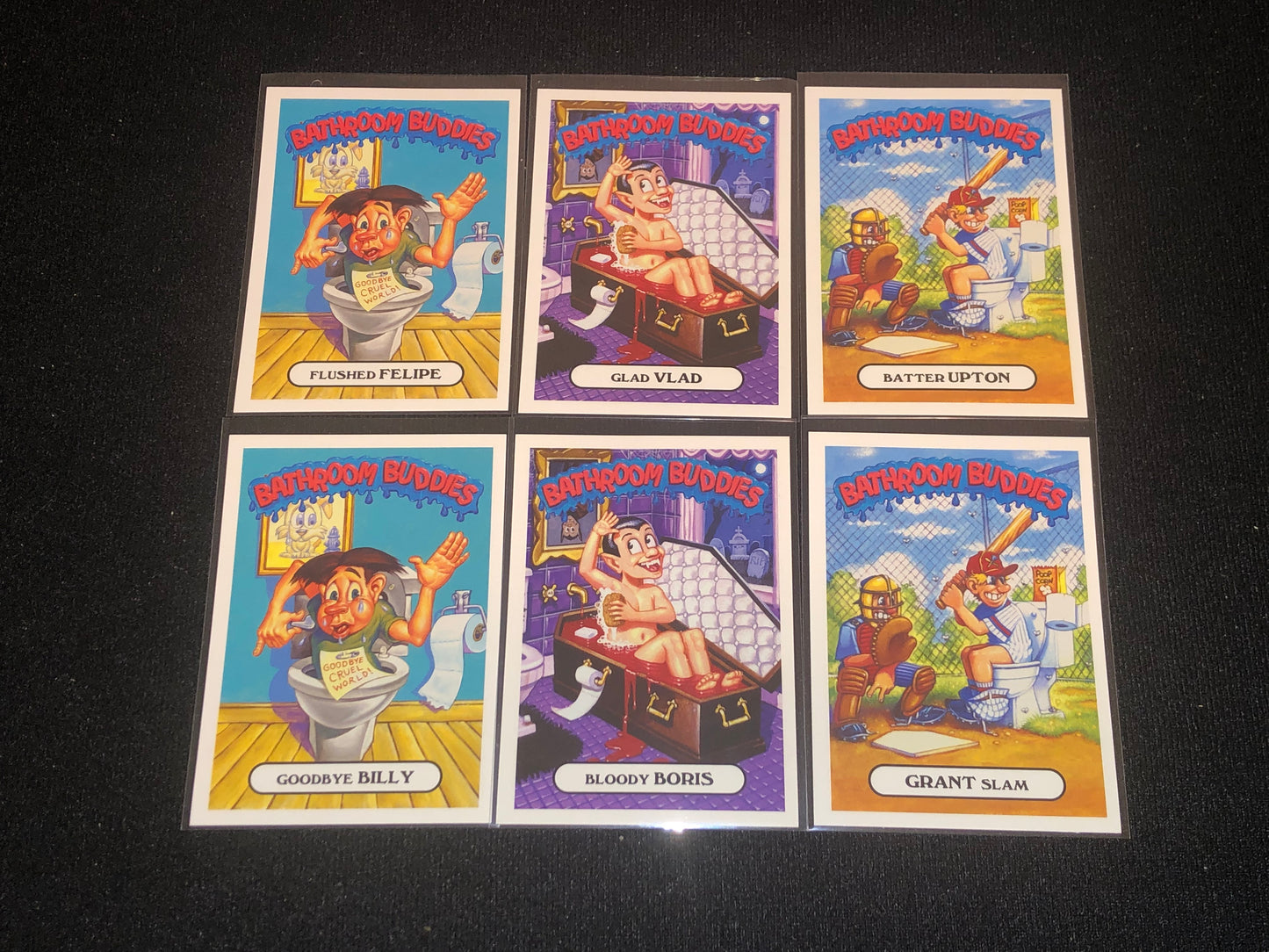 Garbage Pail Kids Oh The Horror-Ible 6 Card Bathroom Buddies Insert Set