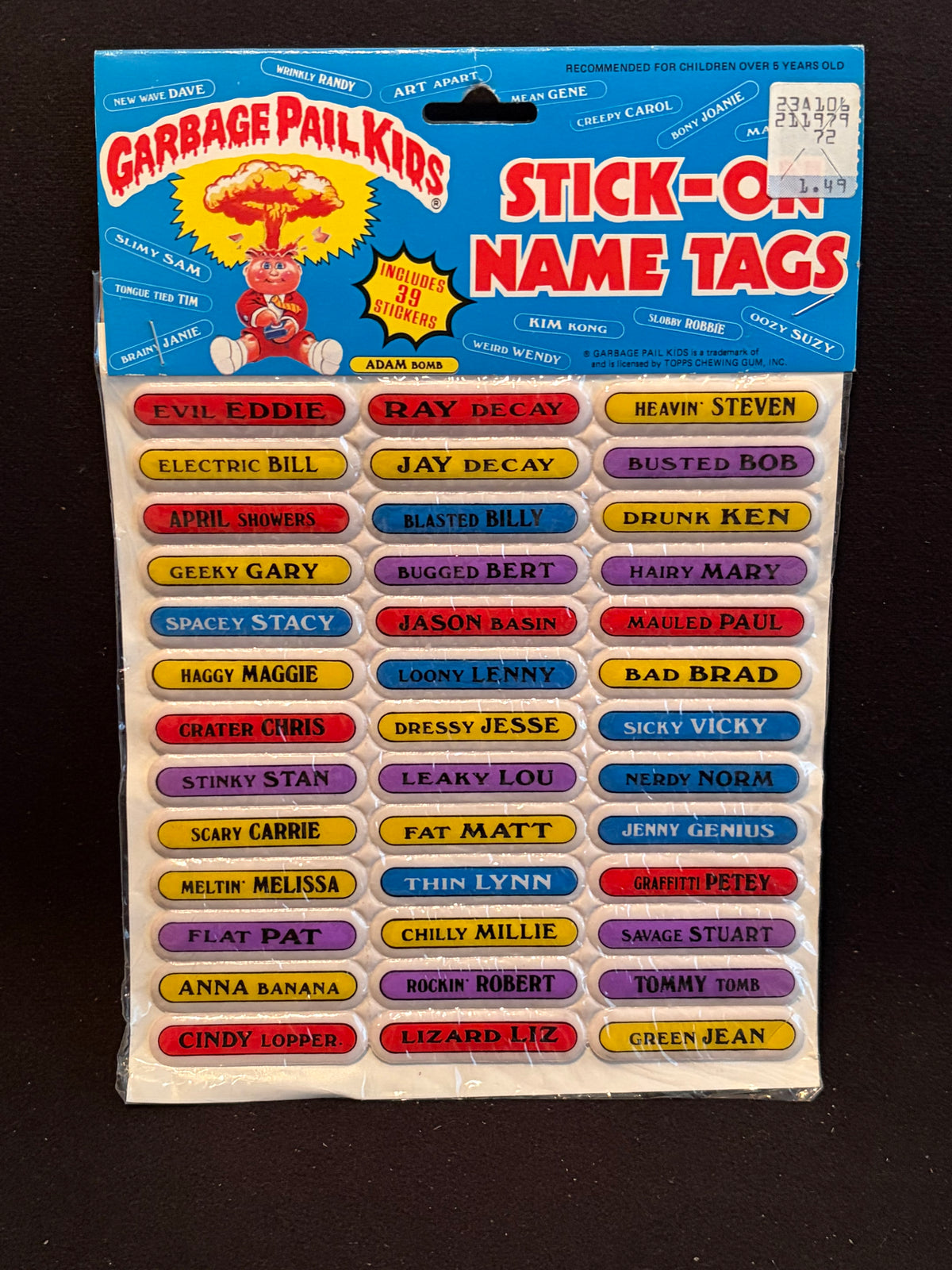 1986 Garbage Pail Kids Imperial Toys Products