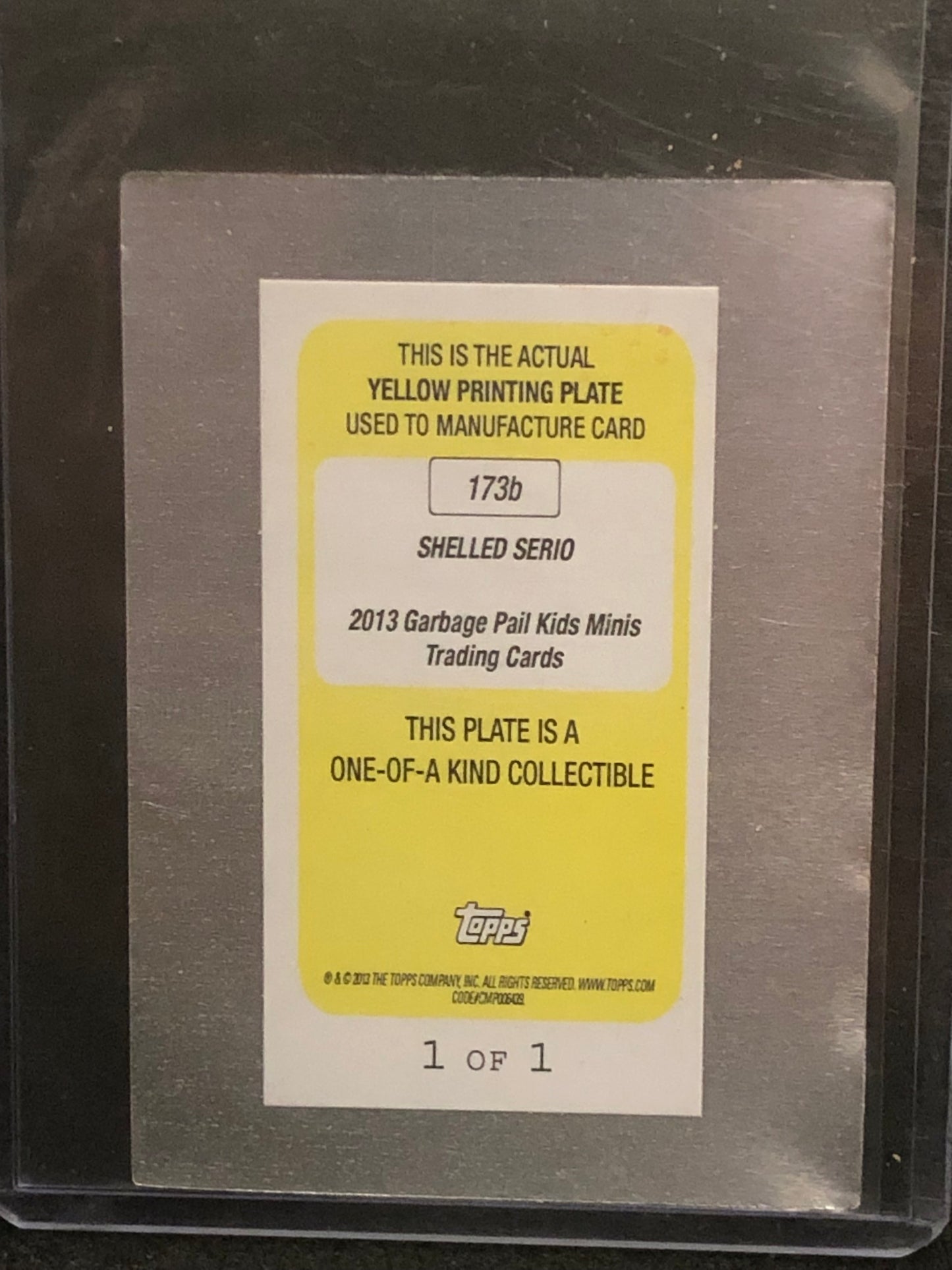 Garbage Pail Kids 2013 Mini 173b Shelled Sergio Yellow Printing Plate ERROR